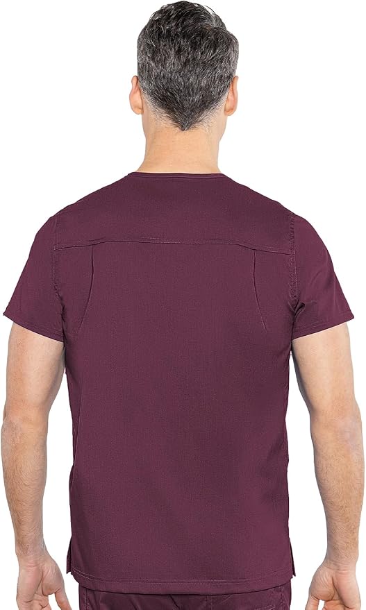 Med Couture Rothwear Touch Mens Scrubs Top 3 Pockets Modern Fit | 2-Way Stretch, Ultra-Soft Fabric, Lightweight Feel, Knit Details, Side Vents, Durable Construction, Easy Care