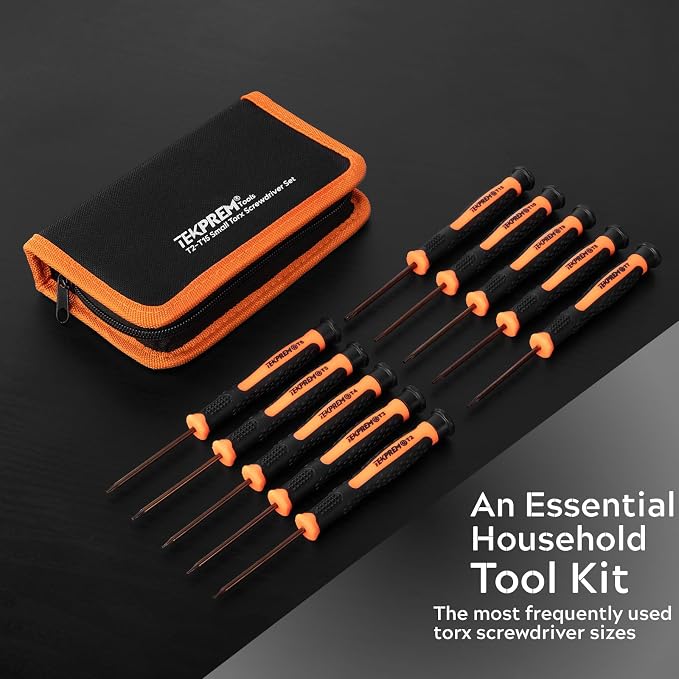TEKPREM 10 in 1 Small Torx Screwdriver Set of T2-T15, T2 T3 T4 T5 T6 T7 T8 T9 T10 T15 Torx Security Bits Complete Star Repair Kit for Apple,Macbook,Xbox,PS3,PS4,PS5,Ring Doorbell, Computer,Knives