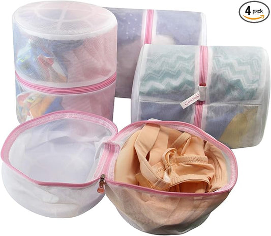 GOGOODA Mesh Laundry Bags for Delicates Durable Protective Wash Bags | Bra Wash Bag Travel Storage Bags for Intimates Lingerie, 4PCS (8 * 6.5in)