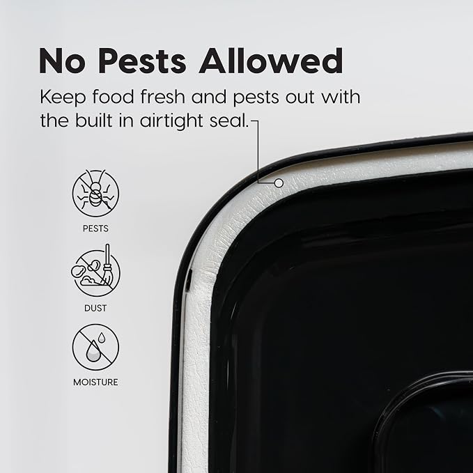 IRIS USA Airtight Dog Food Storage Container, WeatherPro, Up to 40 lbs, Removable Wheels, for Dog Cat Bird and Other Pet Food Storage Bin, Keep Fresh, Translucent Body, Made in USA, Smoke/Black