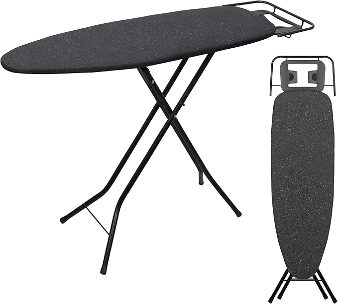 ZOES HOMEWARE 2026 Enhanced Ironing Board, Folding Iron Board with Retractable Iron Rest& Hook, 7-Level Height Adjustable Ironing Table with Thermo-Reflective Surface &10mm Thicken Pad, 43"x14"x36"