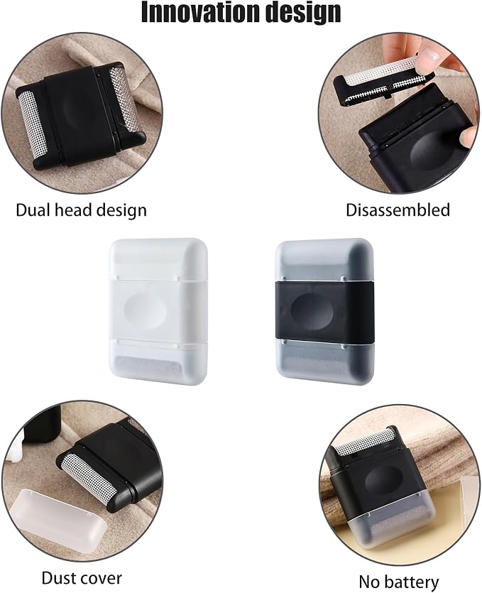 Manual Double-end Lint Remover,Portable Clothes Hair Ball Trimmer,Mini Sweater Cleaning Tool,Overcoat Pilling Shaver,Family Travel Laundry Multipurpose Gadget(2pcs)