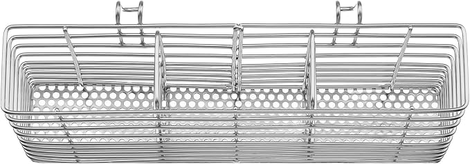 iPEGTOP Cutlery Utensil Silverware Drying Rack Chopsticks Basket Holder with Hooks, Flatware Storage for Kitchen Dish Drainer Drying Rack, Rust Proof Stainless Steel