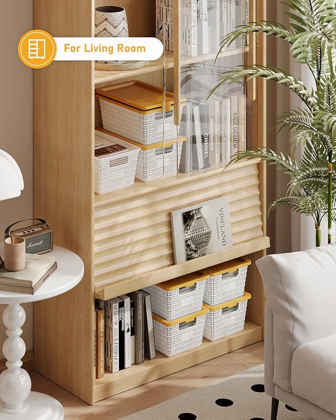 EOENVIVS Storage Bins Bakets with Lids 6 Pack, Stackable Organizer Bins for Small Spaces, Pantry, Closet & Bathroom, Secure Snap Lids, 11x7x5 Plastic Storage Containers for Shelf Organization, White