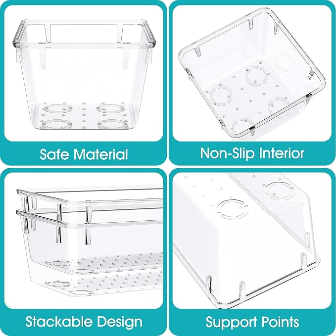 StorMiracle 23 PCS Clear Plastic Drawer Organizers Set, 4 Size Desk Drawer Organizer Trays for Makeup, Jewelry, Kitchen Utensils, Gadgets and Office Accessories