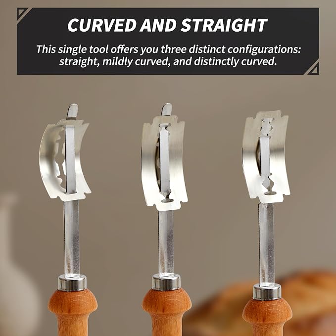 Bread Lame Sourdough Scoring Tool - Dough Scorer Cutter Knife with 10 Stainless Steel Razor Blades, Finger Sleeves and Protective Cover, Essential Baking Supplies for French Baguttes & Homemade Bread