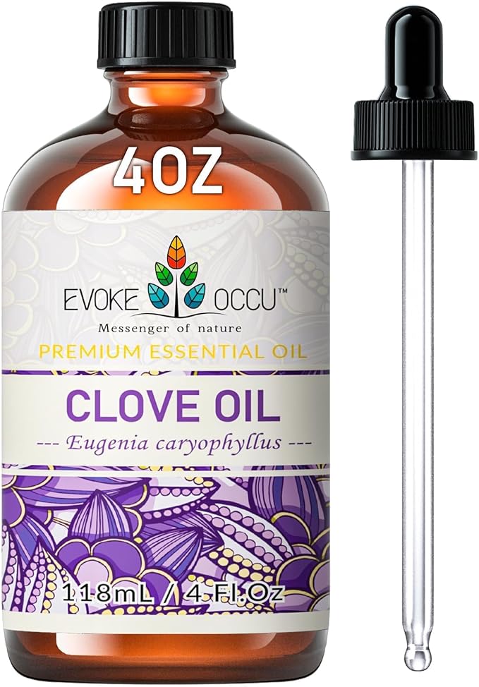 EVOKE OCCU Clove Essential Oil for Teeth and Gums, Skin, Aromatherapy | Clove Oil for Oral Care, Diffuser, Sore Muscles, Hair care, DIY Cleaning Sprays, Candle and Soap Making