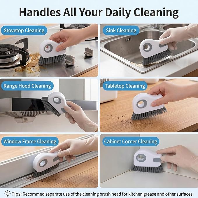 2 Pcs Window Track Cleaner Brush, Window Sill Cleaner Tool with Scraper | Multifunctional Hard Bristle Grip Brush for Sliding Door Track, Windows Sill, Windows Seal