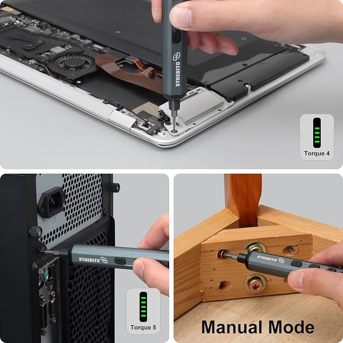 STREBITO Mini Electric Screwdriver Set, 70 in 1 Small Electric Screwdriver | 64 S2 Preicison Bits, 5 Torque Settings, 4 LED Lights, Mini Power Screwdriver Repair Tool Kit for Computer PC, Electronic, RC