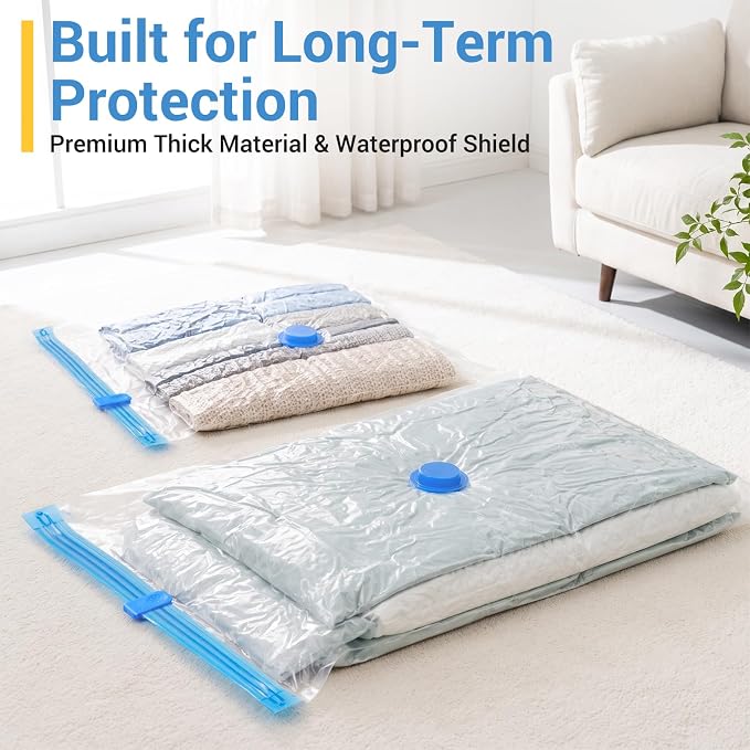 Fygrip Vacuum Storage Bags with Hand Pump, Plastic Packaging Bags, 80% Space Saver Vacuum Seal Bags for Clothing, Travel Lugggage, Blankets, Comforters, 20 Combo