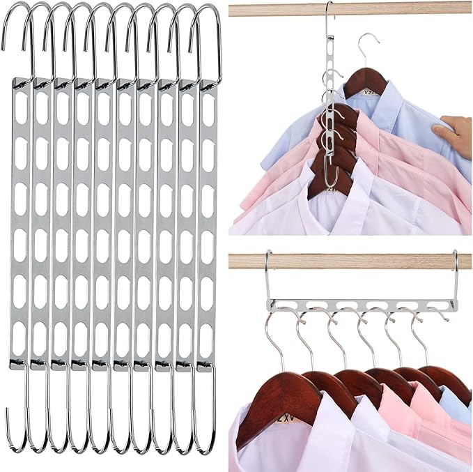 Metal Space Saving Hangers for Clothes, Collapsible Hanger Organizer 10Pack