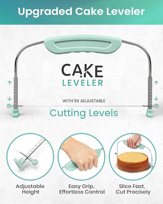 RFAQK 200PCs Cake Decorating Kit with Cake Turntable & Leveler, Baking Supplies Gift Includes 110+1 Piping Bags,55 Icing Tips,2 Frosting Spatulas, Adjustable Scraper, Video Tutorial, Booklet & more