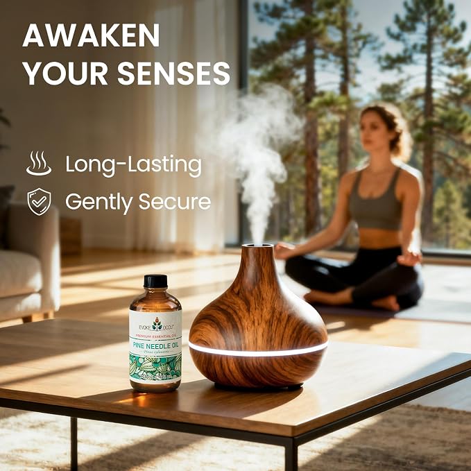 EVOKE OCCU Pine Needle Essential Oil for Diffuser, Aromatherapy, Hair Care | Refreshing your home with a fresh, woody scent for soap, candle making, cleaning spray, and perfume blends —118ml / 4 fl oz