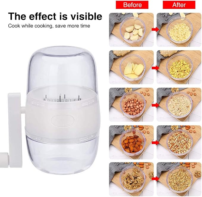 Manual Nut Grinder, Portable Nut Chopper Hand Crank for All Nuts Walnut Pecans, Food Chopper Garlic Cutter Hand Held Food Shredder Cutter Mincer Blender Kitchen Tool(Grey)