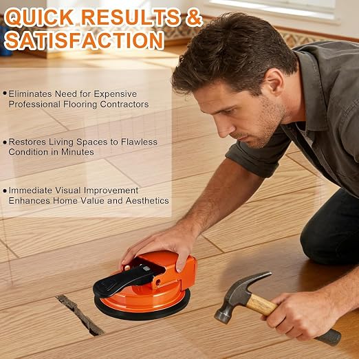 Floor Gap Fixer Tool, Laminate & Vinyl Plank Flooring Repair Kit | Heavy Duty Floor Gap Fixer with Enhanced Suction Cup, Includes Sticky and Buffer Pads to Pull Planks and Fix Floor Gaps