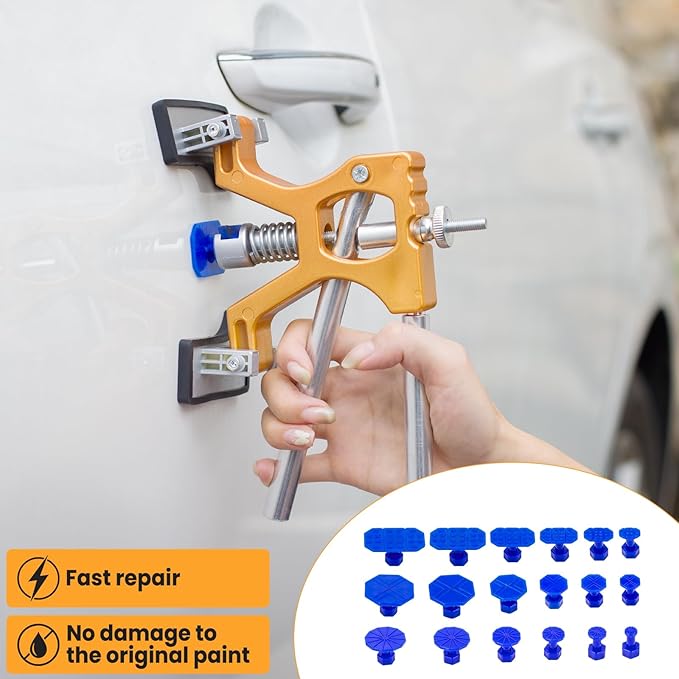 Sigoobal Dent Puller, 134PCS Paintless Dent Removal Kit – Car Dent Puller Kit with Slide Hammer 2 in 1 T-Bar, Golden Lifter, Bridge Puller–Dent Remover Tool for Car Hail, Dings Damage DIY Repair