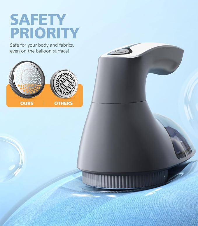 POPCHOSE Fabric Shaver, 6-Leaf Blades & Electrostatic Brush, Rechargeable | Lint Remover for Clothes, Sweater Shavers to Remove Pilling, Electric Lint Remover for Couch, Furniture, Fuzz