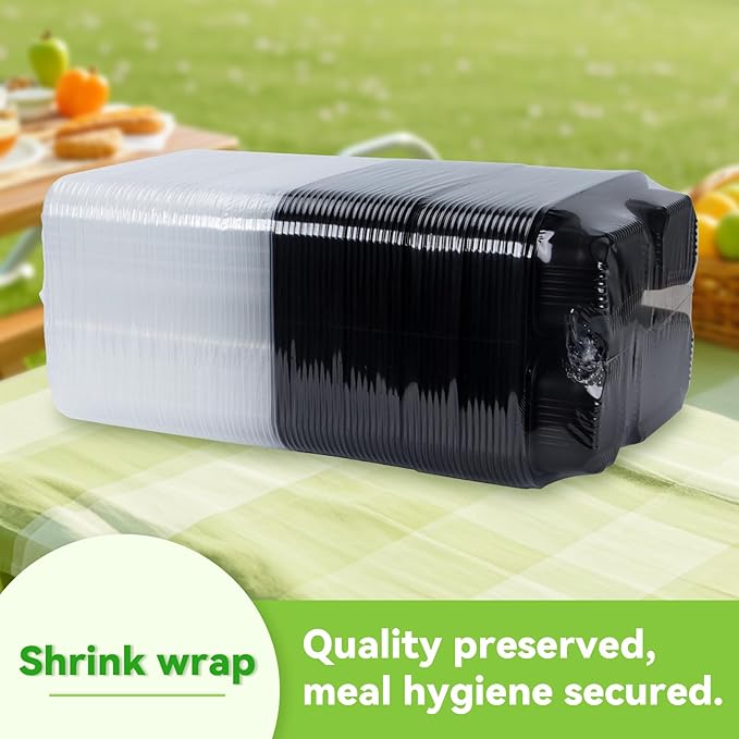 40 Pack 34oz Meal Prep Containers - Shrink Wrapped Ready To Use | 4-Compartment Leak-Resistant | Shatterproof Flexible PP | BPA Free Microwave Safe, Leftover & Catering To-Go Boxes