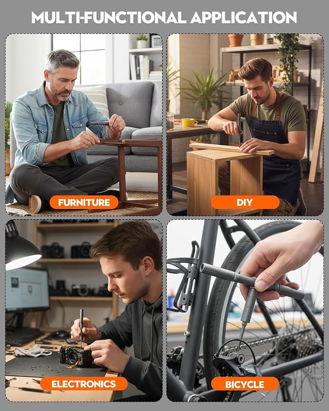 Saker 42-in-1 Magnetic Screwdriver Kit with T Handle Multi-Bit Ratchet Screwdriver Set Gifts for Father, Dad, Home, Computer, Bicycle, Furniture, DIY Dark Grey