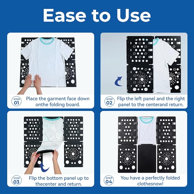 3 Pack Shirt Folding Board Laundry Organizer, Clothes Folding Board, Laundry Folding Table, Plastic Durable Fast Easy Magic Flip T Shirts Dress Pants Towels Adult (Black)