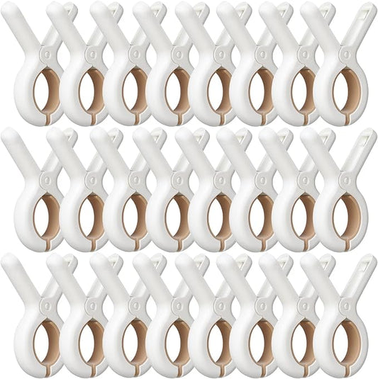24 Pack Plastic Clothes Pins with Strong Anti-Rust Springs,Heavy Duty Beach Towel Clips,Laundry Clothespins to Keep Your Towel, Clothes, Blankets to Dry on Clothesline and Hanging Rack