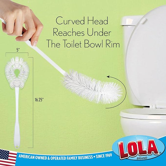 LOLA Toilet Bowl Brush w/Curved Head, 36 Pack, Coated Wire, Durable Poly Bristles, Reaches Under Toilet Bowl Rim