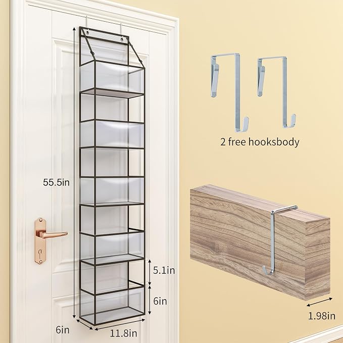 Fixwal 5 Shelves, Clear Plastic Pockets, Sturdy Hanging Design, for Pantry Closet Bedroom Nursery and Bathroom Storage