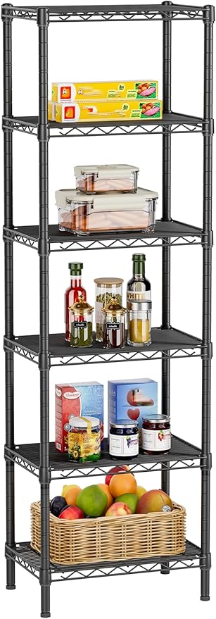 Golpart 6Tier Adjustable Storage Shelves Metal Wire Shelving Standing Shelf | Utility Heavy Duty Unit Rack Closet Organize for Home Kitchen Laundry Room Organization Pantry 10"Dx16"Wx63"H Black