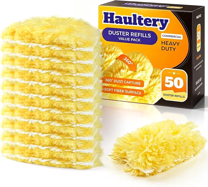 50 Count Heavy Duty Duster Refills Compatible with Swiffer Dusters | 360° All-Around Unscented Disposable Microfibre Dusters, Multisurface Indoor Cleaning for Fans, Blinds, Corners, Refills Only
