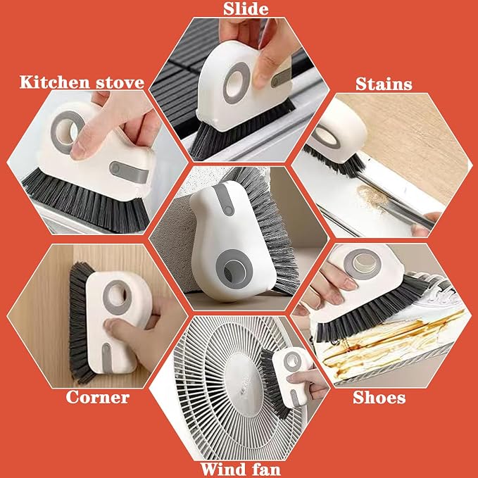 2 in 1 Groove Cleaning Brush,New Window Track Cleaning Tools Multifunction Grout Cleaner Tool with Tweezers and Scraper for Sliding Door Track, Window Seal, Sill (Gray 2 Pcs)