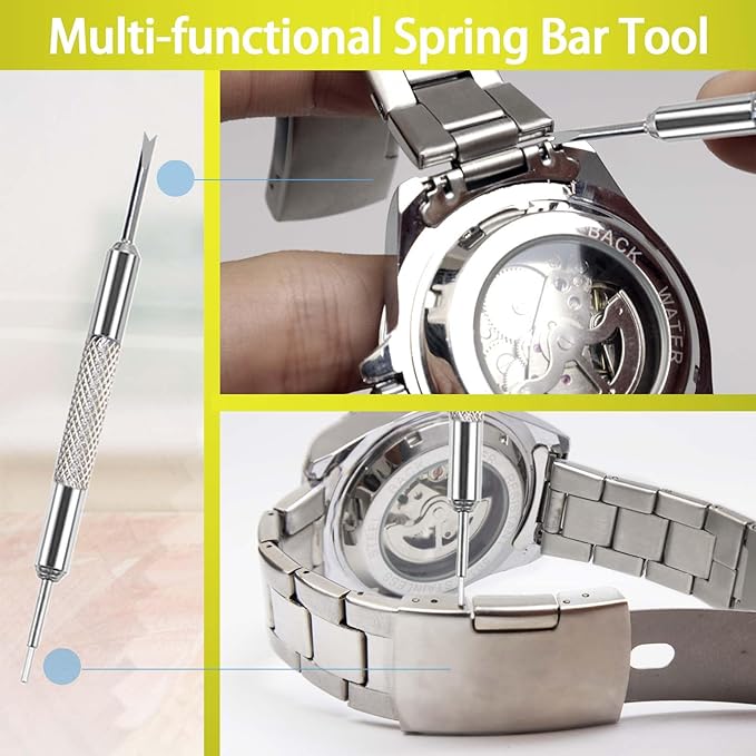 GLDCAPA Watch Link Removal Kit, Watch Band Sizing Tool for Watch Strap Adjustment, Watch Pins Replacement, Watch Hammer, Spring bar (Blue)