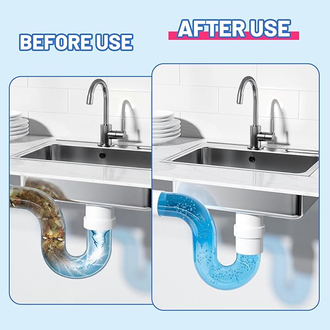 Wild Tornado Sink and Drain Cleaner, Powerful Sink Pipe Cleaner Powder, Fast Foaming Drain Clog Remover for Kitchen, Bathroom, and Pipes Cleaning Tool (4 pcs)