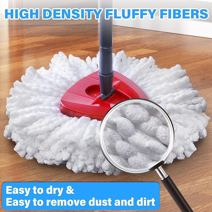 Mop Replacement Heads for O Cedar: Mop Replace Head Easy Wring Spin - Mop Heads Replacements Easy to Clean Install and Replaceable Mop Head Machine Washable (6pack)