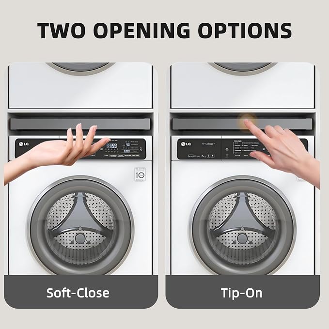 Hidden Pull Out Drying Rack, Extendable Pull Out Trousers Rack, Space Saving, Above Washing Machine Wardrobe, Aluminum Alloy, Tip-On, Depth 19.29in Width 24-26in Grey