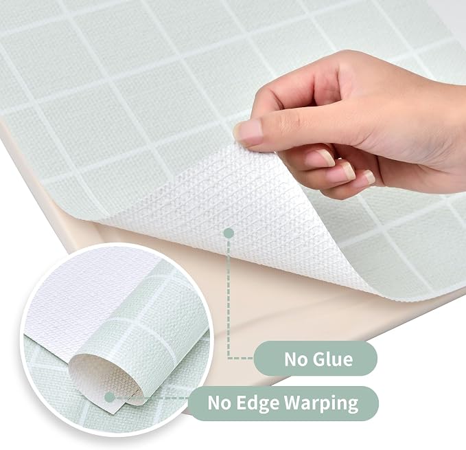 Drawer and Shelf Liner for Kitchen Cabinet: 12 in X 30 Ft Non Slip | Waterproof Shelf Paper Non Adhesive Refrigerator Liners Light Gray Grid Easy Liners for Bathroom