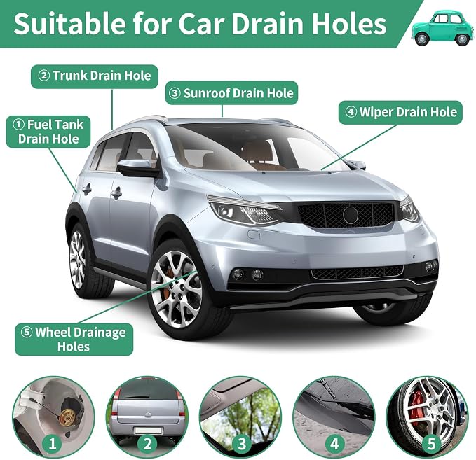 3 pcs Auto Sunroof Drain Cleaning Tool, 120 Inch Long Flexible Tube Cleaning Brush, Drain Brush Pipe Cleaners for Car Sunroof Windshield Wiper Drain Hole