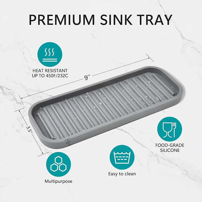 Mofason Silicone Soap Tray - Kitchen Soap Tray Sponge Tray 2 Pack Mist | Bathroom kitchen finishing tray, travel soap holder, soap and sponge sink organizer; for bar soap holder, dish sponge holder