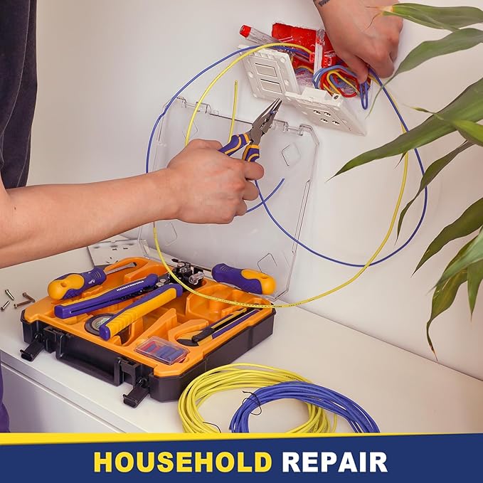 haisstronica 8PCS Electrician Tool Kit, Automatic Wire Stripper, Pliers | Voltage Pen, 2 Drivers, Utility Knife, Tape, Storage Case, Electronics Repairs