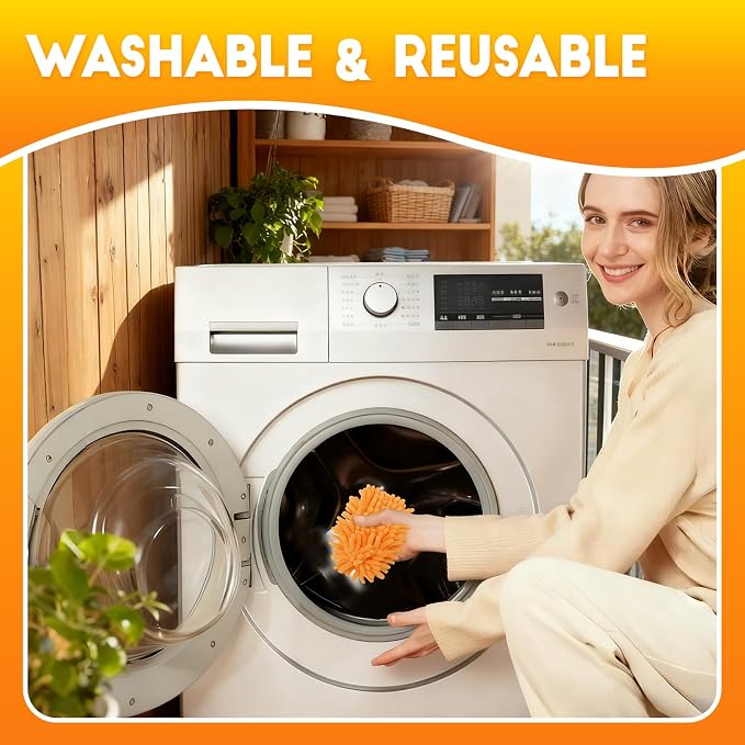 16Pcs Reusable Duster Refill Compatible with Swiffer Hand Duster +3FT Extended Handle +1 Handle, 360 Heavy Duty Duster Refills for Cleaning, Office, Ceiling Fan