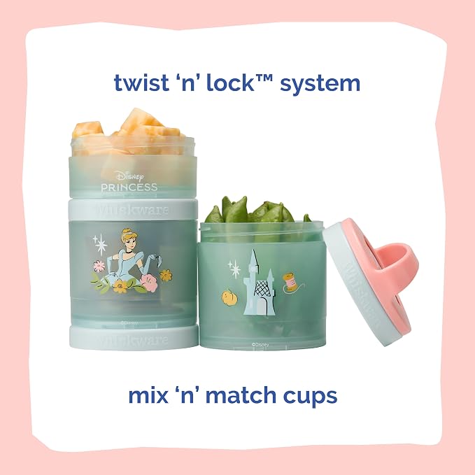 (Cinderella) DiSNEY PRINCESS Whiskware Stackable Snack Pack - 3 Jar + Handle - Pink/Blue/Blue