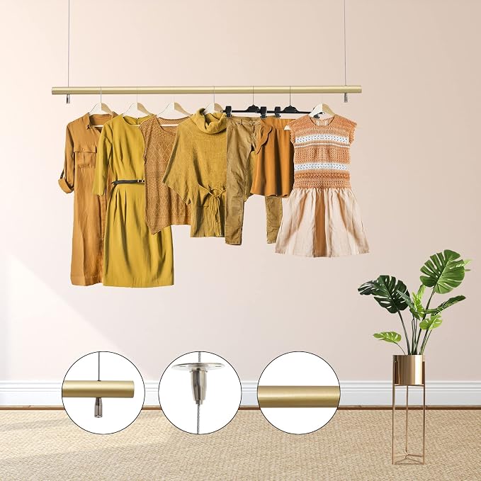 Ceiling Hanging Clothing Rack Ceiling Clothes Hanger Ceiling Mounted Hanging Rod Heavy Duty Rack for Clothes Display Retail Clothing