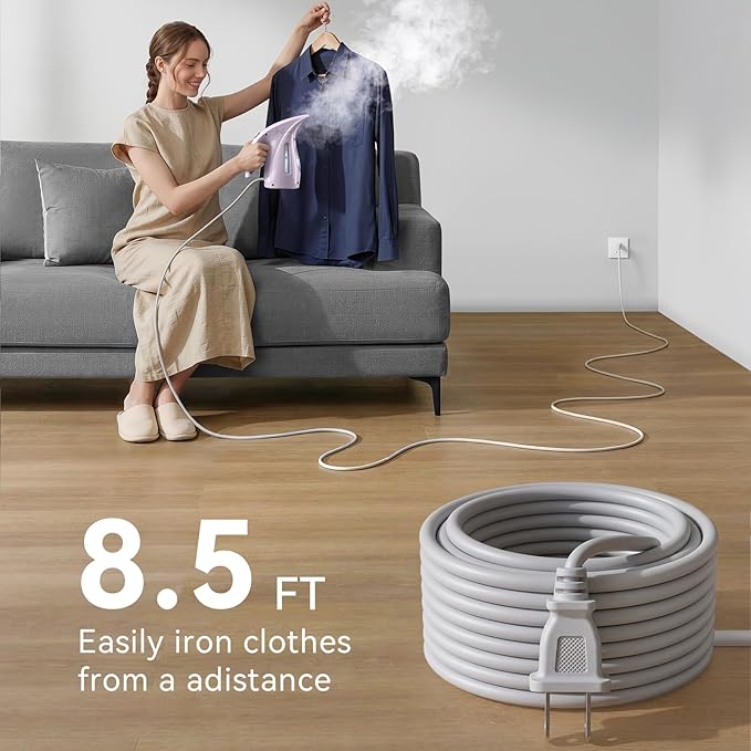 HiLIFE Steamer for Clothes, Portable Handheld Garment Wrinkle Remover, 240ml Big Capacity, 700W, Strong Penetrating Steam, for Home, Office and Travel, ONLY FOR 120V, Pale Lilac