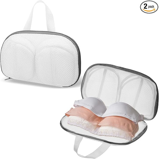 Bra Washing Bags for Laundry, 2 Pcs Mesh Bra Laundry Bags for Washing Machine Bras Washer Protector Bag with Zipper for Wash Delicates Underwear Lingerie Brassiere (Grey, A Cups)