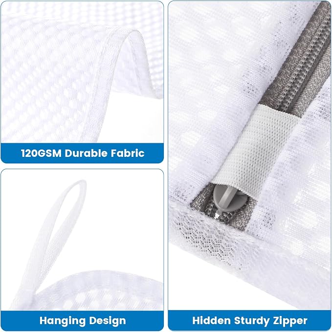 2 Pack Extra Large Mesh Laundry Bags for Delicates, 24x32In+35x43In | 120gsm Honeycomb Mesh, Protect Delicates, Sturdy Zipper, Reusable, Washer & Dryer Safe, For College, Dorm, Home and Travel