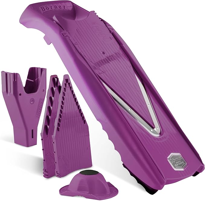 Börner Mandoline Slicer V5 (Starter Set) • Vegetable V-Slicer for Slices, Sticks & Dices in Various Sizes • With Stainless Steel V-Blade • Adjustable Kitchen Slicer • Color: Purple