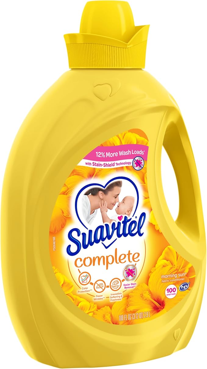 Suavitel Complete Liquid Fabric Conditioner, Laundry Fabric Softener with Fabric Protection Technology, Morning Sun, 100 fl oz, Enough Liquid For 100 Small Loads (Pack of 2)