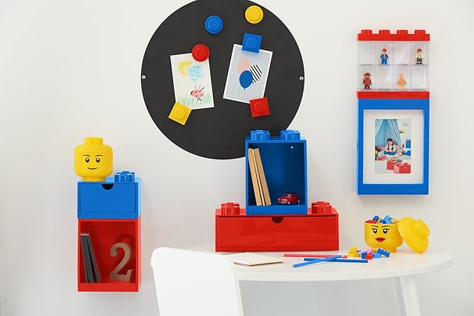 Room Copenhagen Lego Storage Brick 8 Desk Drawer, 8-Stud Stackable Tabletop Storage Box, 12.4 x 6.2 x 4.4 in, Bright Red | Stackable Storage Box | Storage with Lid | Toy Organization | 8-Stud Stackable