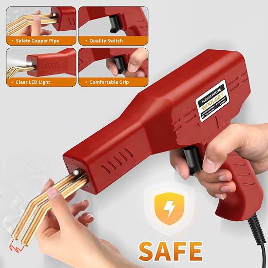 Plastic Welder Kit, 1200PCS Staples, Hot Stapler for Bumper Repair | 1200PCS Mixed Staples, Rust-Proof Stainless Steel, Portable Toolbox, Built-in LED, Ergonomic Grip, 5-Year Warranty, DIYers