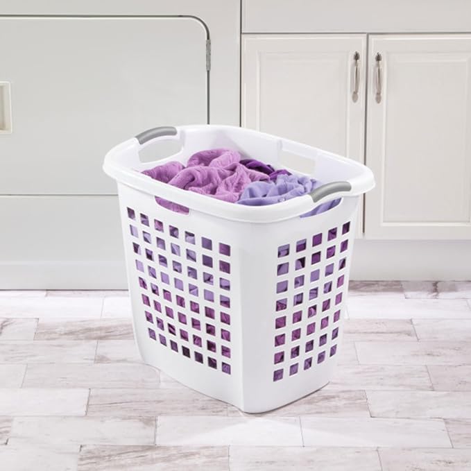 Sterilite Ultra™ Easy Carry Plastic Open Laundry Hamper, White, 4 Pack