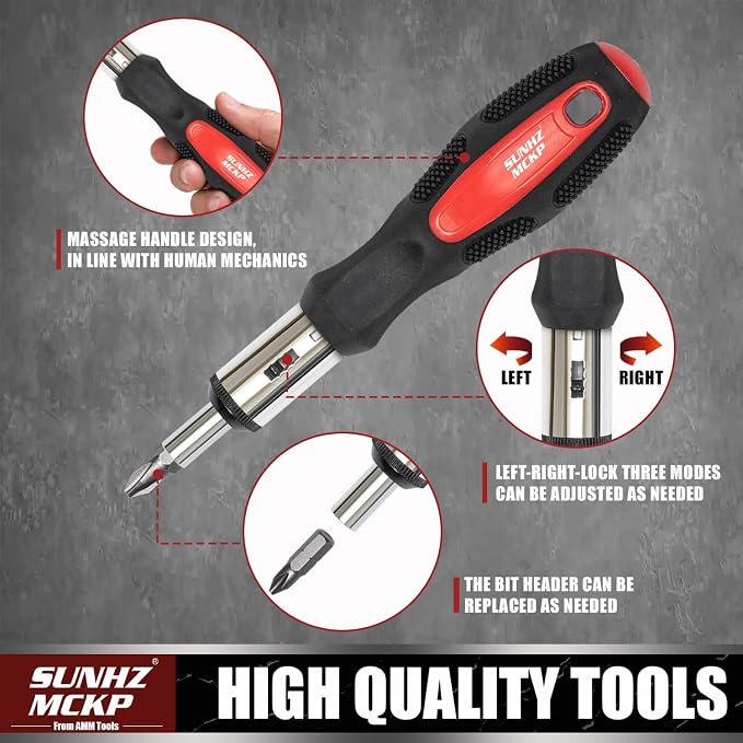 SUNHZMCKP 124-Piece Magnetic Screwdriver set, Includes Slotted, Phillips, Pozidriv, Hex, Torx and Precision Screwdriver, ratcheting screwdriver and nut drivers With Storage rack